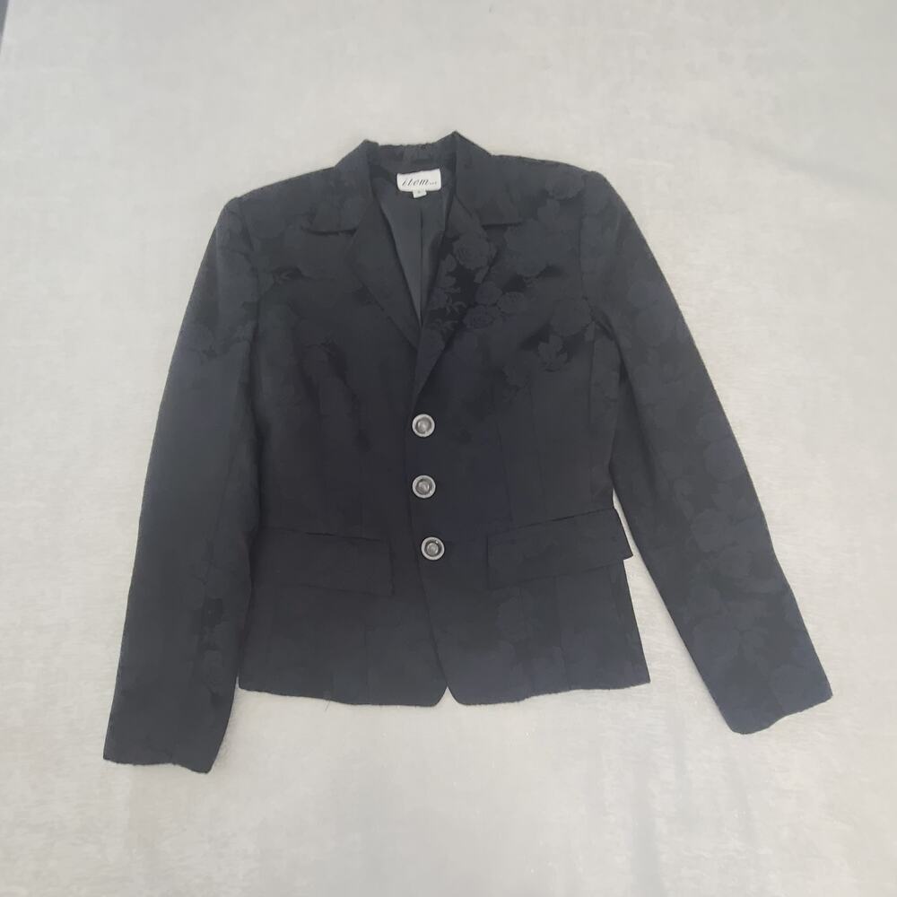 Jacquard Floral fairy grunge whimsigoth crop blazer black Size 6 office career - Picture 3 of 8